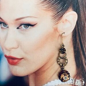 Chocolate Rhinestone Vintage Style Drop Earrings